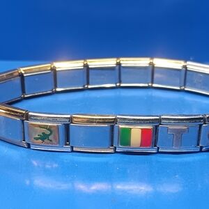 Rona Stainless Steel Silver Italian Flag Bracelet
